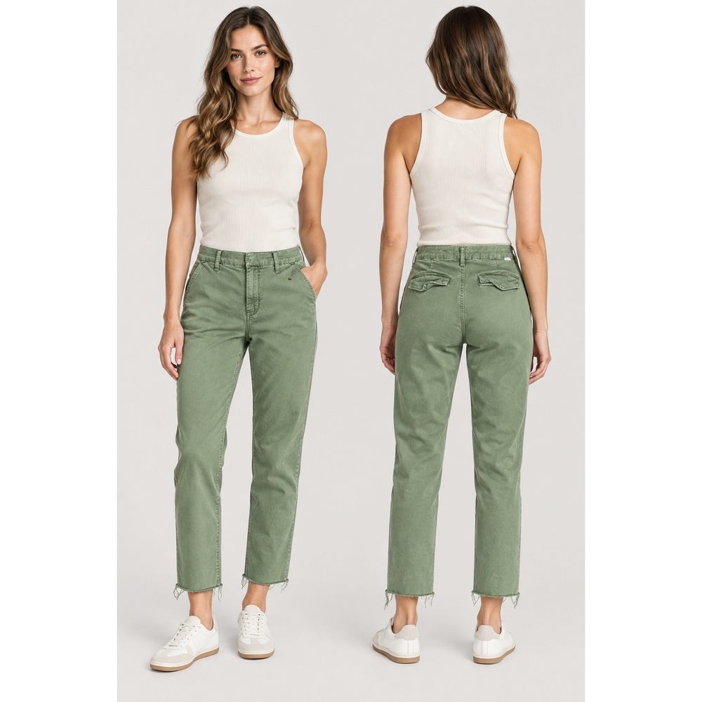 Mother The Shaker Prep Fray Pants Womens 28 Killing Time Green Straight Leg
